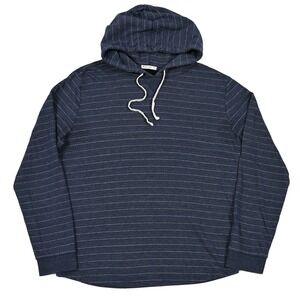 Marine Layer‎ Sweatshirt Mens M/L Blue Double Knit Hoodie Pullover Stripe Soft